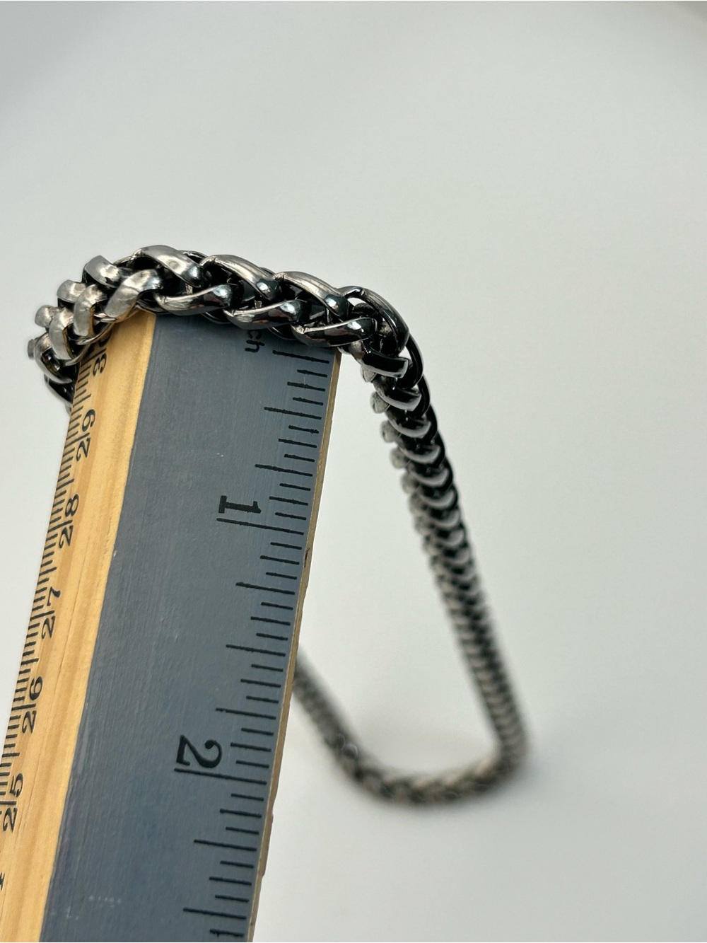 Gunmetal Wheat Chain Necklace Thick Chunky Edgy 16" Unsigned - Picture 11 of 12